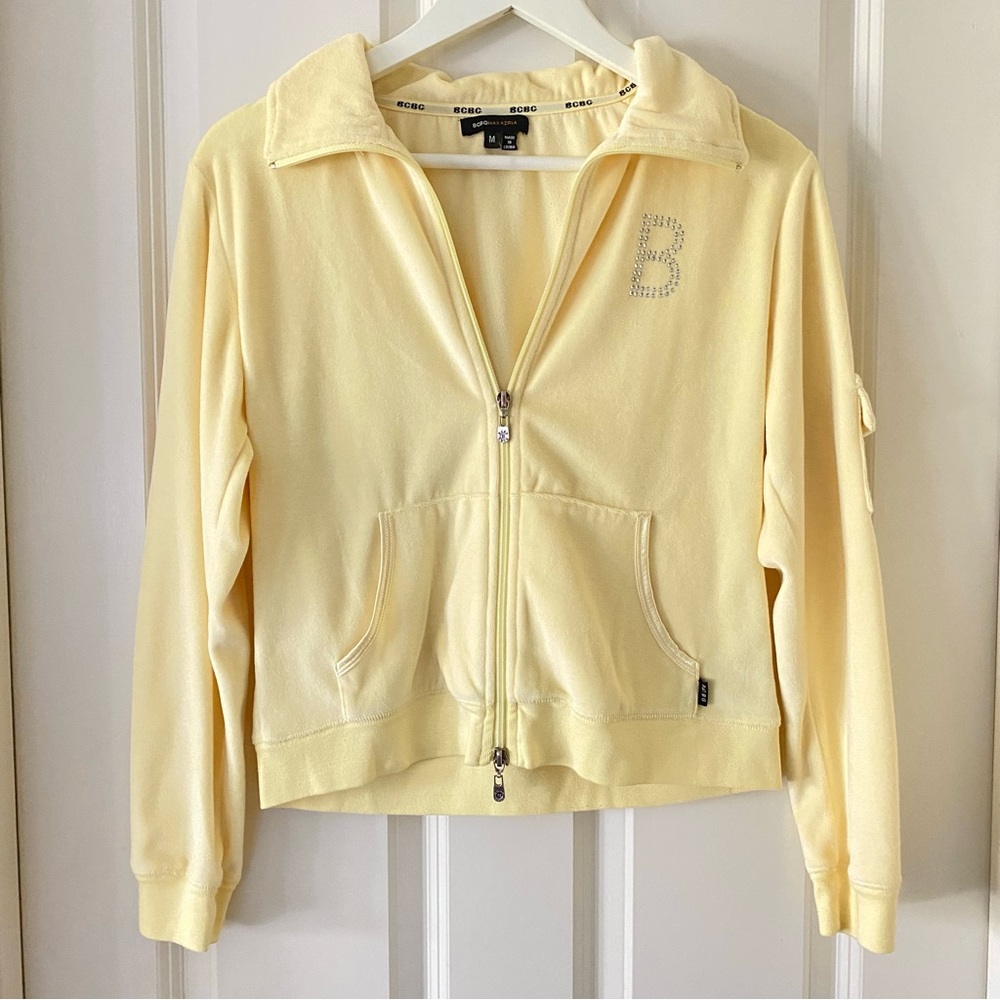 BCBG Women’s Yellow Velvet Bedazzled Jacket 🩵